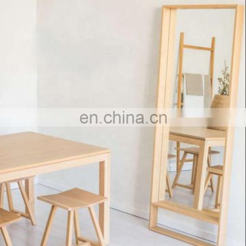 Modern Style White Brown Frame Full Length Floor Standing Dressing Mirror