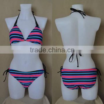 Colorful stripe girl bikini