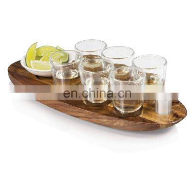 New bamboo tray holder for classical wooden shot glass display