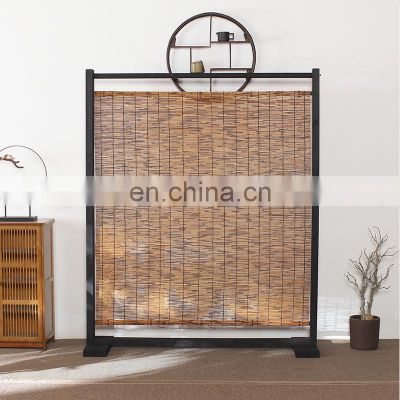 Wooden rattan screen partition room divider screen for bedroom