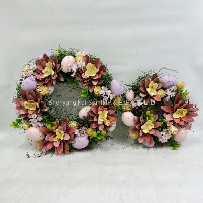 Shenyang For Star Crafts Spring Easter Decoration Home Rattan Wreath Indoor Easter Egg Wooden Curly Wreath