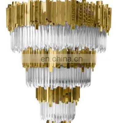 Gold luxury staircase hotel lobby wedding party crystal chandelier modern chandelier lighting