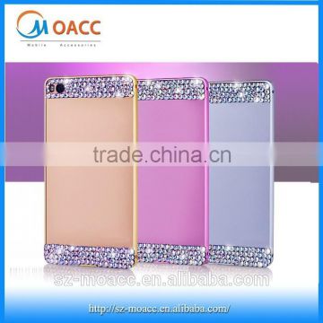 Slim aluminum frame Rhinestone Luxury bling Diamond pc case For Huawei Ascend P8