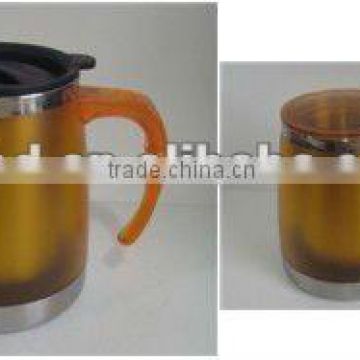 double wall plastic coffee cups mugs with lids and handles