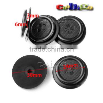 30mm(24mm) 2 Piece Black Plastic Round Clasp Button Sewing Craft For Garment Bags Accessories #FLC180-B