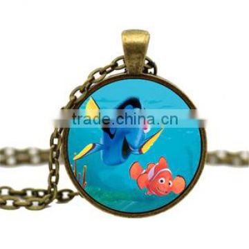 Fish Comic animal glass jewelry DIY Jewelry photo glass dome jewelry