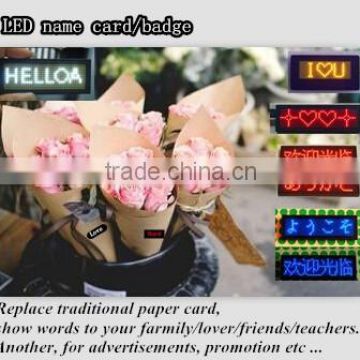 Flower shop use to show name of flower or instead blessing card to show love/greeting words LED mini name badge                        
                                                Quality Choice