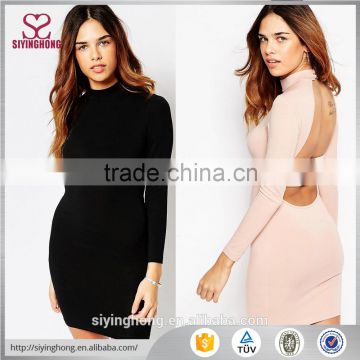 2016 autumn new design sexy open strap back long sleeve bodycon dress for women in party