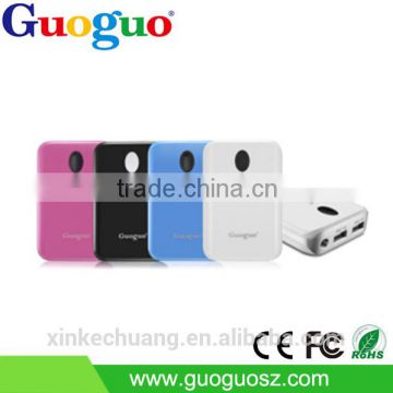 Guoguo dual usb LED torch colorful portable 6600mAh long chargering power bank