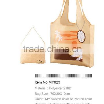 190T Polyester foldable shopping bag with heat tranfer printing