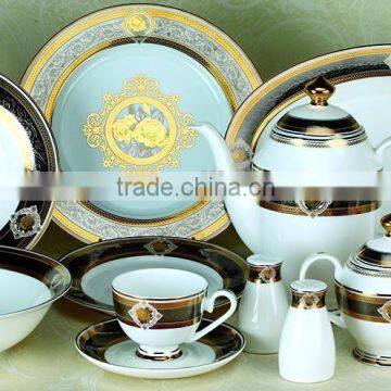 Rose design Embossed gold porcelain dinnerware set