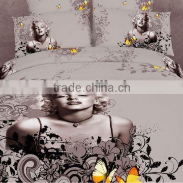 romantic monroe design 3D reactive printed comfortable bedding set with 100% cotton