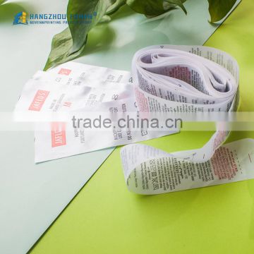 China Factory Custom Clothing Printed Care Labels
