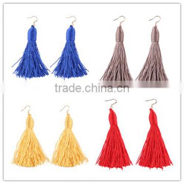 Bohemian jewelry fashion woven colorful tassel dangle earrings for women