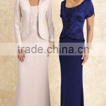 2 pieces satin long sleeve business casual dresses
