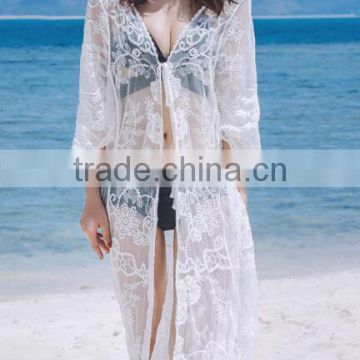 2017 western style fashion open front transparent women bikini cardigan