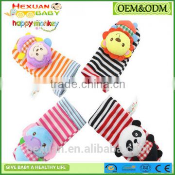 winter thick terry baby rattle socks with matching wrist rattle