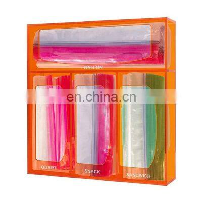 Plastic Food Storage Bag Holders Acrylic Ziplock Bag Storage Organizer Bag Storage Drawer Organizer