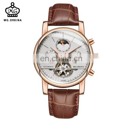 MG.ORKINA MG088 Online Selling Men Fashionable Watch Analog Display Moon Phase Automatic Mechanical Oem Watches