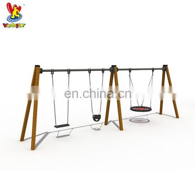 Amusement Park Outdoor Wooden Net Web Swing Playsets Playground Equipment for Kids
