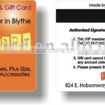 Fashion design gift card with magnetic stripe and signature bar