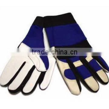 Machanic Gloves in Blue & Cream Color