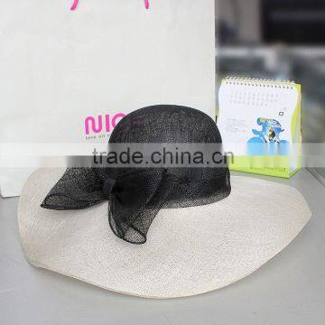 Two-Tone Wide Brim Church Sinamay Hat