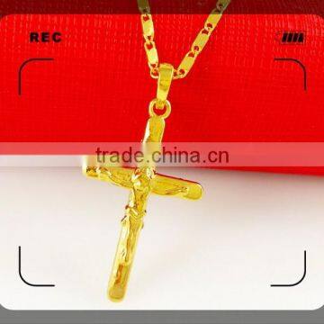 2015 fashion cooper alloy plating gold cross necklace