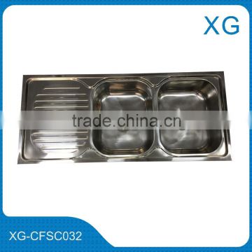 Double bowl stainless steel kitchen sink with tray/Kitchen utensils sink double bowl with tray drain board