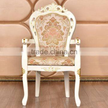 European luxury solid robber wood banquet chair table chair set with gold painted