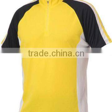 Short Sleeve Zippered Yellow Cycling Jersey
