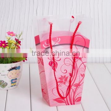 SELLING China Manufacture eco friendly customize Printing PP plastic flower carry bags with hanging for potted plant