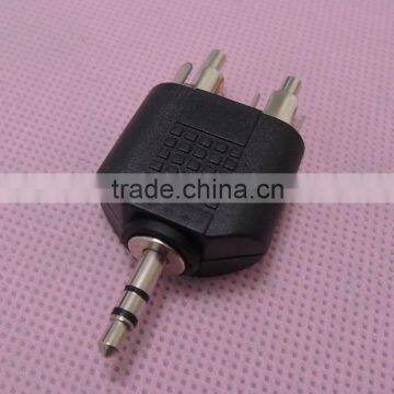 Stereo Audio black 3.5 male to RCA male connector adapter