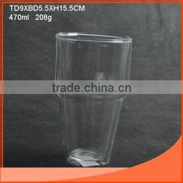 470ml cheap double wall glass cup