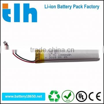 CE approved rechargeable 801680 3.7V 1000mAh lithium polymer battery
