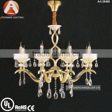 8 Light Antique Zinc Alloy Light with Clear Crystal