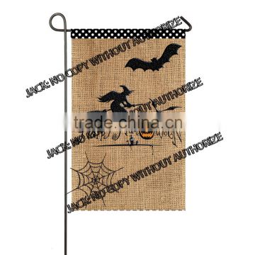 New design 2016 burlap halloween garden flag