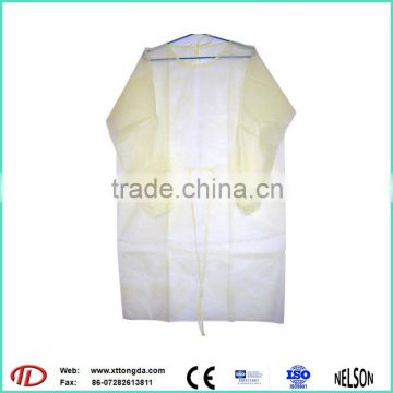nonwoven pp+pe disposable patient waterproof isolation lab gown