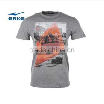 ERKE 100% cotton mens summer comfortable round neck sports short sleeve t shirt with fasion printing cheap wholesale