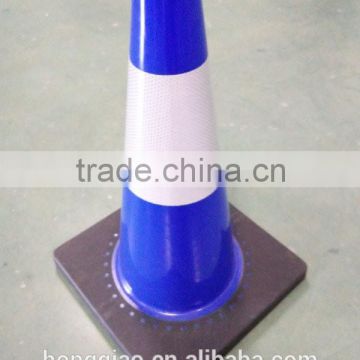 18" Black Base Flexible PVC Construction Cones Blue Traffic Cones