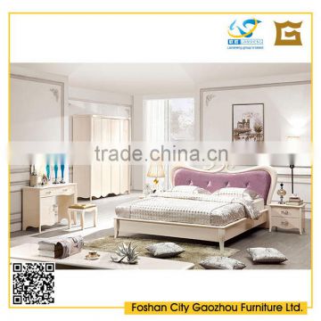 2016 modern wooden bedroom furniture set in white high gloss design
