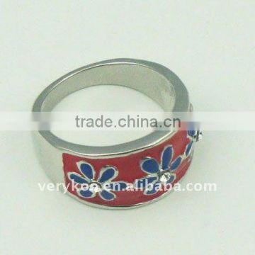 Fashion Enamel Rhinestone Flower Ring (FCK-11209)