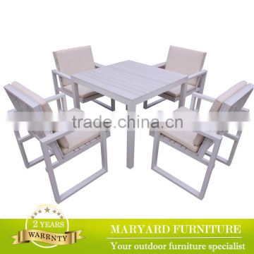 High top outdoor full poly wood table and chair dining set
