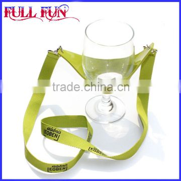 FFA-077 YIWU Fullfun polyester & PVC custom logo party use conveient neck lanyard wine glass holder lanyard