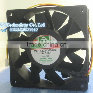 MGT12024YB-R38 24V 1.08A fan 3wire 120*120*38mm 12cm Inverter cooling fan