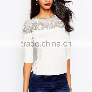 China factory OEM ODM 2015 new fashion customized Top and blouse With Lace Off Shoulder