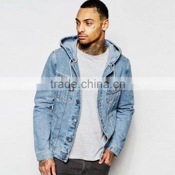 fashion denim jacket With Hooded Anorak Jacket With pocket great quality