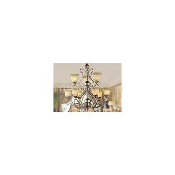 Decorative 9 Light Large Wrought Iron Chandelier Italian Retro Style with Metal and glass