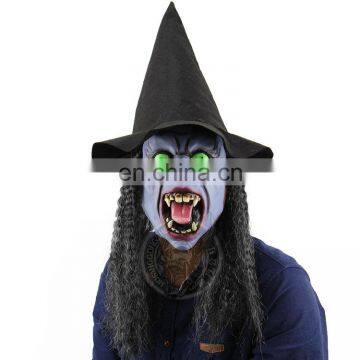 Halloween witch scary latex mask with wigs