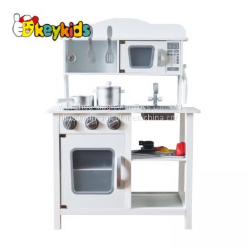 2019 Newly released kids white wooden play kitchen set with electronic stove W10C045